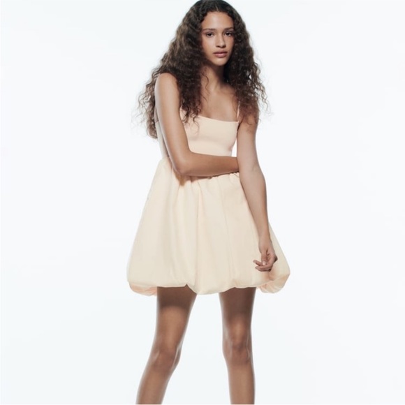 NWT Zara knit cream bubble dress - Picture 2 of 10